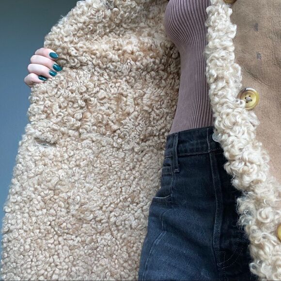 Vintage Morlands Real Lambskin Brown Tan Shearling Warm Leather Jacket Sz XS - Picture 7 of 10